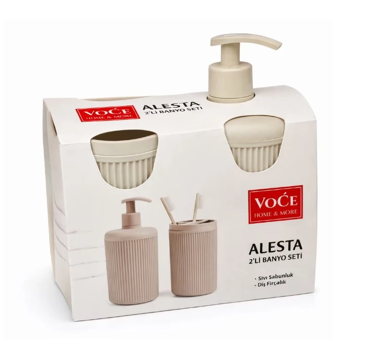 Set baie 2pcs dozator sapun si pahar ALESTA diferite culori